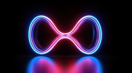 An illuminated infinity symbol is glowing brightly against the darkness