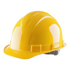 Fototapeta premium Yellow construction helmet close up on white background