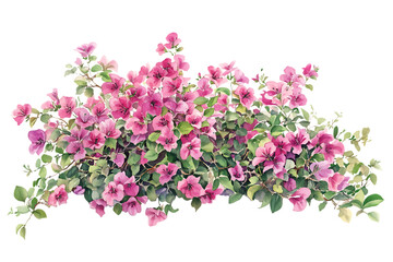 Fototapeta premium Pink Flowers and Green Leaves on Transparent Background
