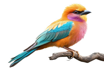 Obraz premium Colorful lilac breasted roller bird on white background on transparent background