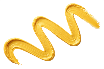 Abstract yellow paint stroke with texture and grunge effect on a striped background