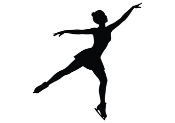 Figure Skater Gliding on One Leg Silhouette