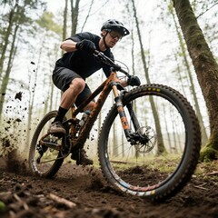 Fototapeta premium man riding a bike
