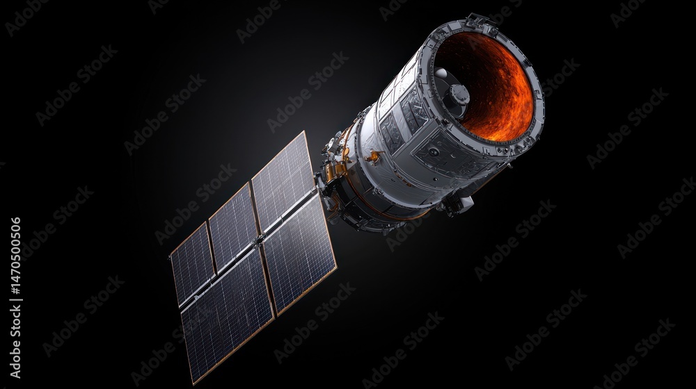 Aufkleber a detailed render shows a satellite in a dark space background