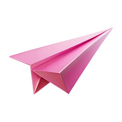 Fototapeta premium Pink Paper Airplane 3D Render on Transparent Background