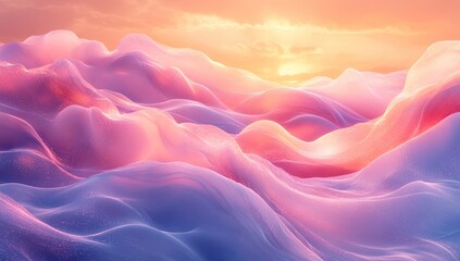 Obraz premium Soft, flowing, pastel mountains at sunrise