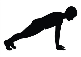 Person Doing a Push Up Body Straight Silhouette