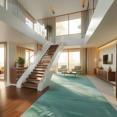 modern living room with staircase