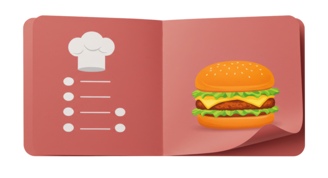 Isolated Burger Menu on Book
