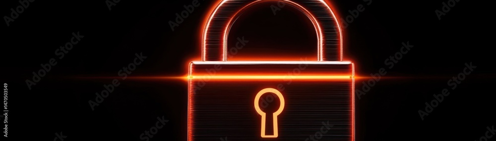 Poster a brightly illuminated padlock is rendered against a dark background