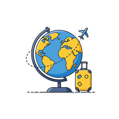 Globe and suitcase representing travel and adventure  