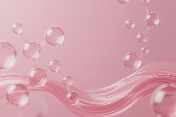 Abstract molecular structures and fluid design in pink ideal for science technology and beauty concepts