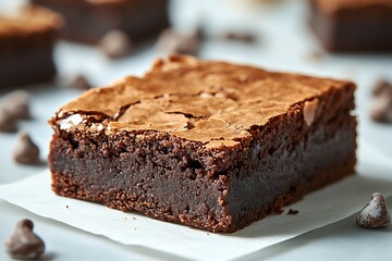 Classic homemade chocolate brownie thick and rich high resolution photo