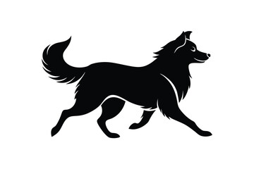 Silhouette art illustration of an Australian Shepherd in motion.eps