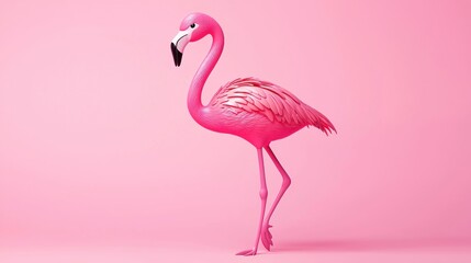 A perfectly posed and pink flamingo standing on elegant long legs