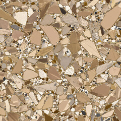 Terrazzo Texture: Golden and beige terrazzo texture with flecks of different sizes and shades, creating a luxurious and elegant design.
