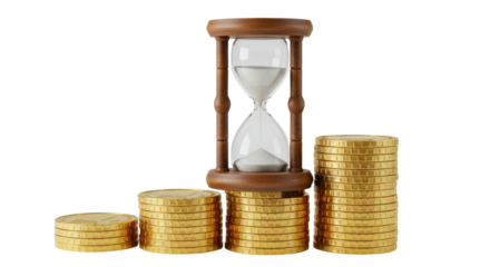 Isolated Hourglass with Coins