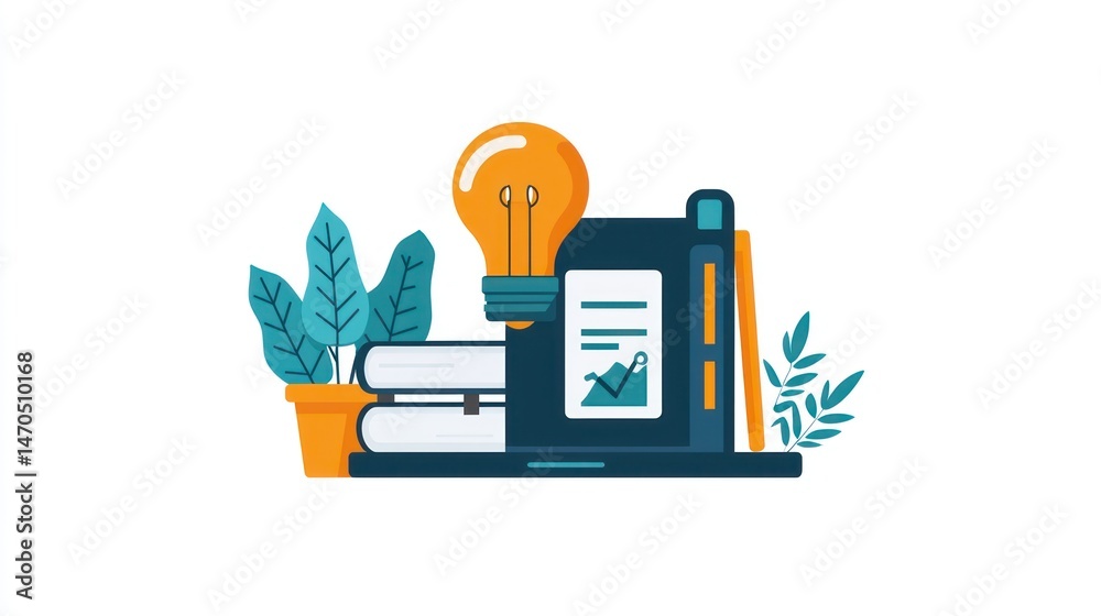 Aufkleber A digital workplace setup combining learning and data analysis concepts