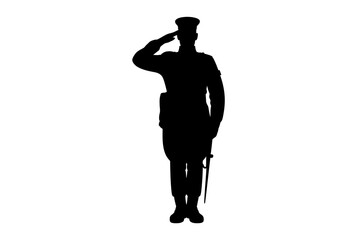 Silhouette of a soldier saluting military uniform