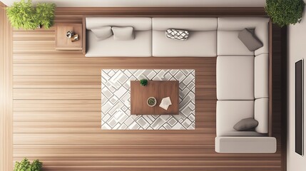 Modern living room with top view. (1)