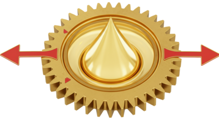 Isolated Golden Gear with Oil Drop
