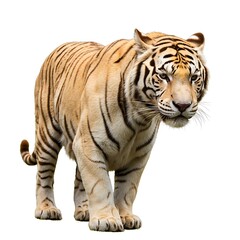 Obraz premium Majestic tiger walking forward, full body portrait, isolated on white background