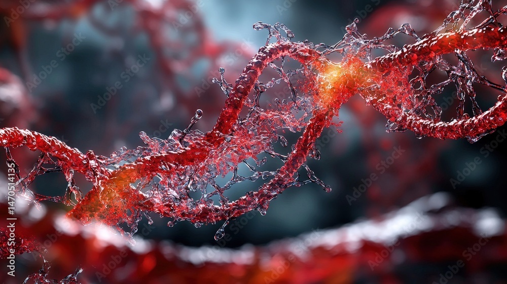Poster Dynamic dna structure visualization scientific laboratory 3d render dark environment close-up molecular biology concepts