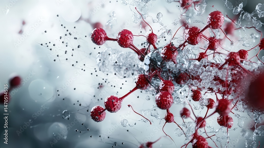 Aufkleber molecular interactions and reactions in scientific research laboratory digital art abstract close-up