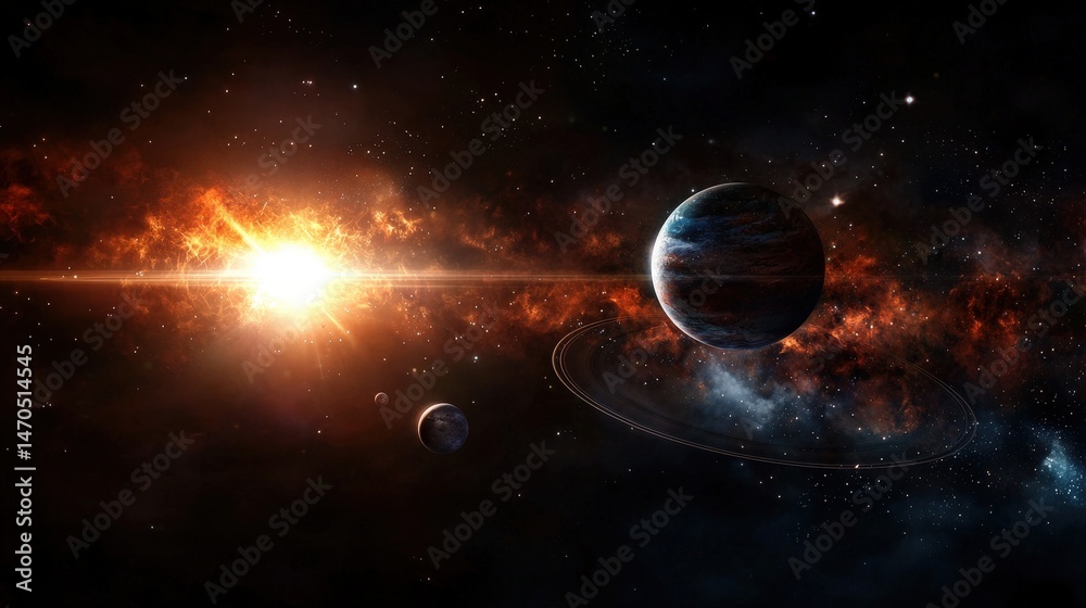 Aufkleber galactic exploration cosmic events in space digital art outer universe wide angle stellar phenomena