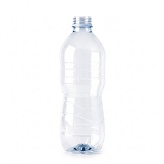 Naklejka premium Clear plastic bottle without a cap, isolated on white background.