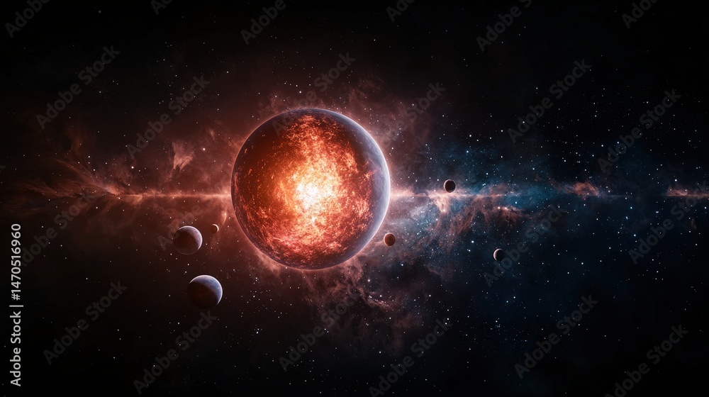 Aufkleber exoplanet formation in space a digital illustration of cosmic creation nebula and celestial bodies s