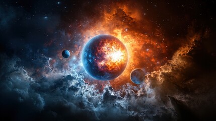 Obraz premium Exoplanet formation in space a digital illustration of celestial marvels in cosmic environment