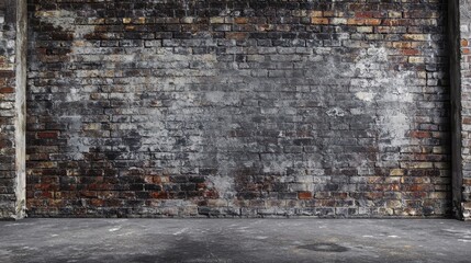 Weathered Brick Wall Stage. Aged Grey Background for Street-Inspired Photography and Art
