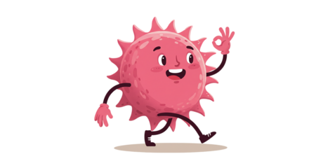 Cute Pink Virus Cartoon Character