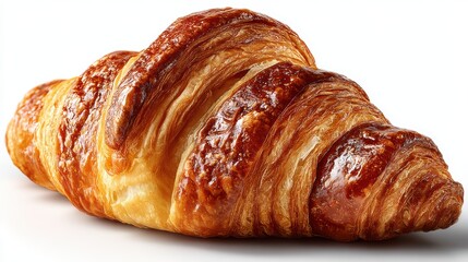 Fototapeta premium A freshly baked French croissant, isolated on a white background
