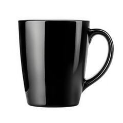Shiny black mug isolated on transparent background