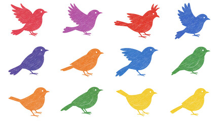 Obraz premium Colorful Bird Silhouettes: A Vibrant Collection