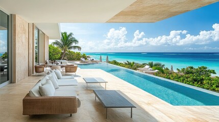 Luxury Oceanfront Villa with Infinity Pool and Outdoor Lounge