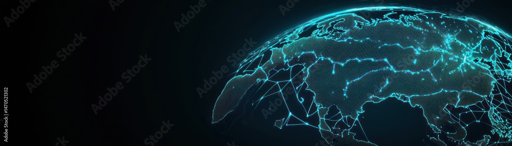 Poster a glowing digital representation of the earth displayed in space