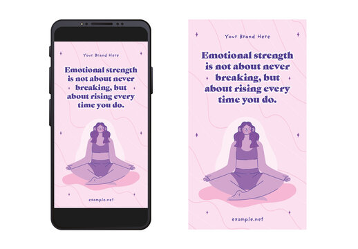 Pink And Purple Motivational Calm Yoga Messages Template
