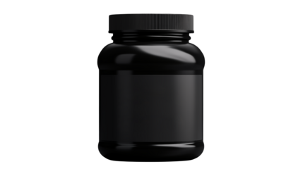 Black Plastic Supplement Jar Mockup for Branding Design Projects Perfect for showcasing your product label.