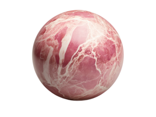 A large pink marble with white swirls