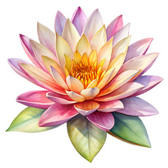 hand painted watercolor illustration of tropical water lily
