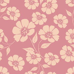 modern cotton flower seamless texture, outline hand drawn floral pattern, trendy one line textile pillow design, fashion wrapping paper sketch art, stylish home inspired print