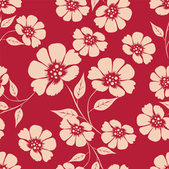 modern cotton flower seamless texture, outline hand drawn floral pattern, trendy one line textile pillow design, fashion wrapping paper sketch art, stylish home inspired print