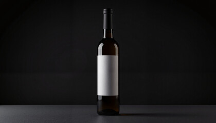 Elegant bottle mockup with blank label on black background, minimalistic design