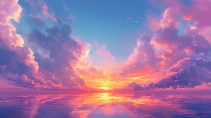 Fototapeta premium Pink Sunset Sky Reflection. (3)