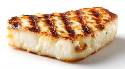 Grilled Halloumi Cheese Slice Showcases Golden Char Marks and Creamy Texture for Irresistible Vegetarian Delights