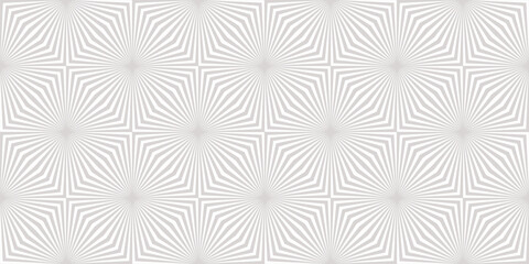 Subtle gray and white abstract geometric seamless pattern. Optical illusion effect. Vector texture with broken lines, stripes, burst, chevron, tiles. Op art background. Repeat design for decor, print