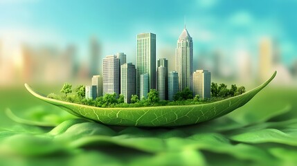 Cityscape in leaf illustrative concept